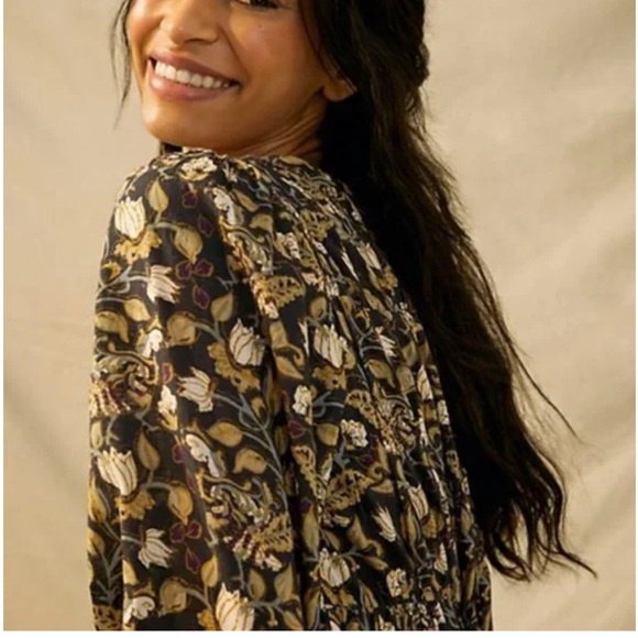 Anthropologie Women's Let Me Be Odette Maxi Dress BLACK MOTIF Size 4 P - Picture 4 of 9